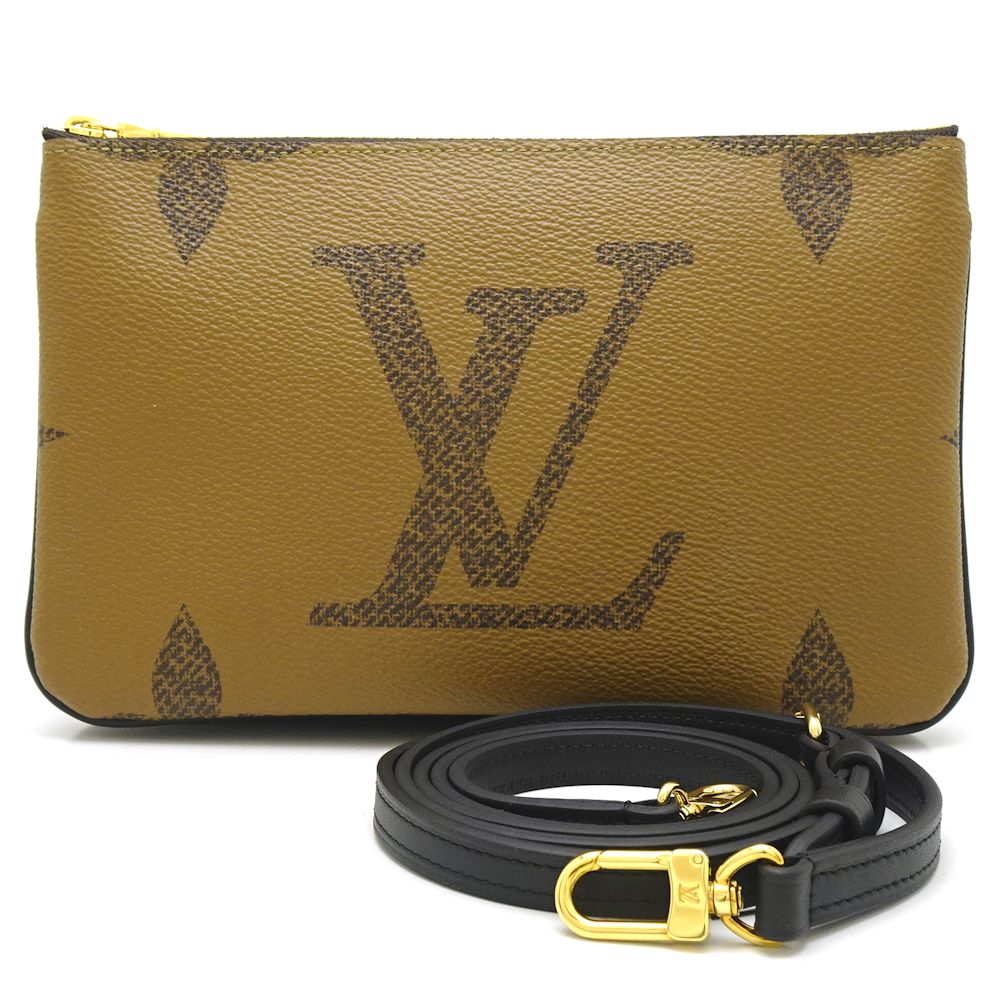Louis Vuitton Pochette Double Zip Monogram Giant Reverse Brown