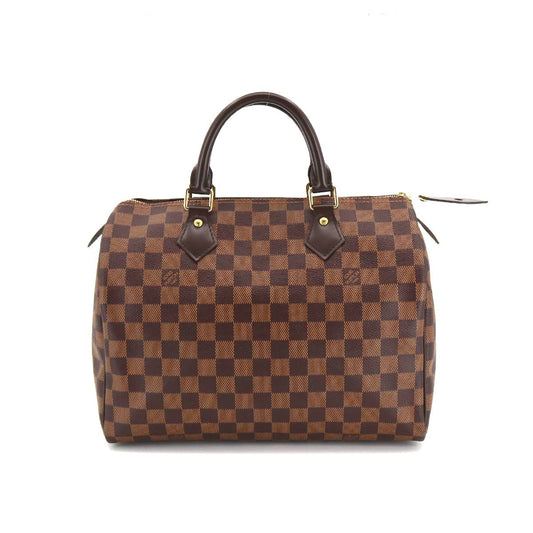 Louis Vuitton Damier Speedy 30 Hand Bag Ebene Brown Gold Hardware