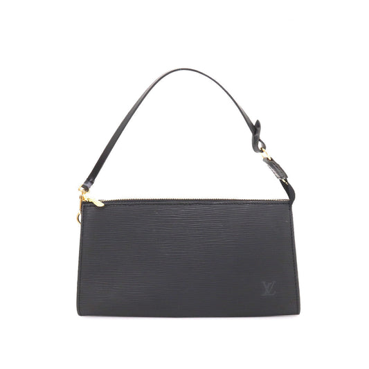 Louis Vuitton Epi Pochette Accessoire Hand Bag Black Gold Hardware