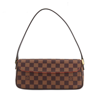 Louis Vuitton Damier Recolator Shoulder Bag Ebene Brown Gold Hardware