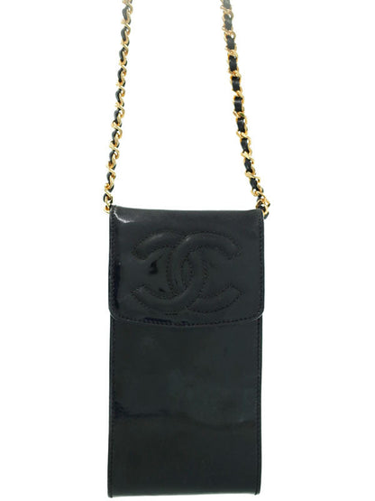 Chanel Coco Mark Chain Mini Pouch Shoulder Bag Black