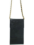 Chanel Coco Mark Chain Mini Pouch Shoulder Bag Black