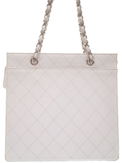 Chanel Matelasse Chain Tote Bag Shoulder Bag White