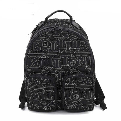 Louis Vuitton Backpack Multi-pocket Rucksack Nylon Leather Black