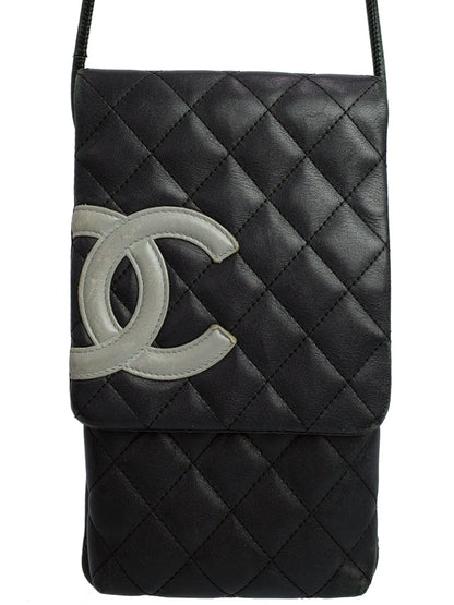 Chanel Cambon Line Pochette Shoulder Bag Black Yellow
