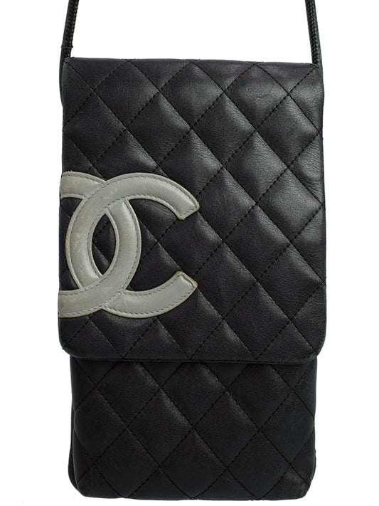 Chanel Cambon Line Pochette Shoulder Bag Black Yellow
