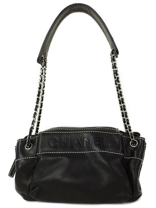 Chanel Logo Chain Semi-Shoulder Bag Black