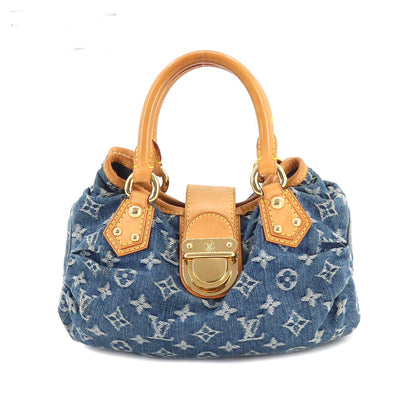 Louis Vuitton Monogram Denim Pleaty Canvas Leather Blue
