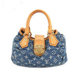 Louis Vuitton Monogram Denim Pleaty Canvas Leather Blue