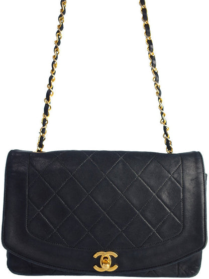 Chanel Diana Chain Shoulder Bag Black