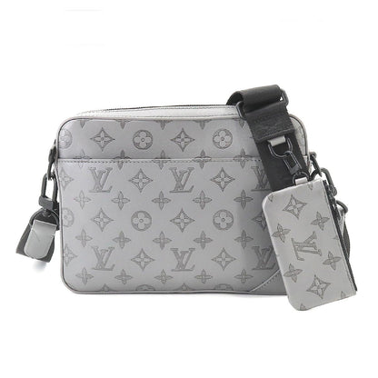 Louis Vuitton Monogram Shadow Duo Messenger Shoulder Bag Leather Gray