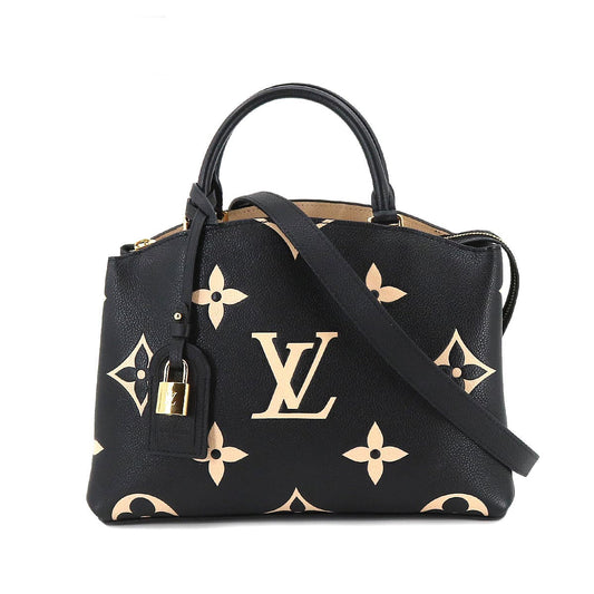 Louis Vuitton Bicolor Monogram Emplant Petit Palais PM Shoulder Bag Black Beige