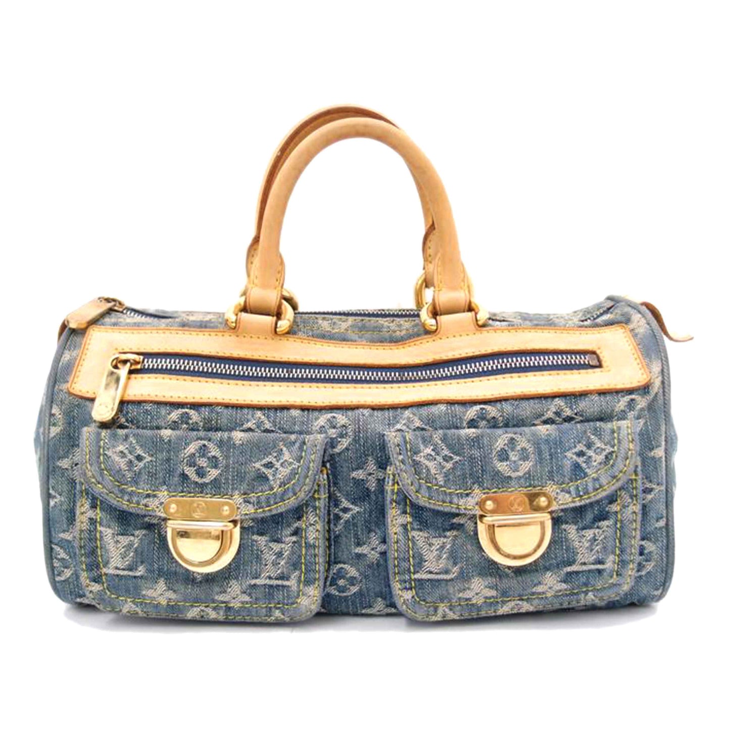 Louis Vuitton Neo Speedy Handbag Mini Boston Bag Monogram Denim Blue