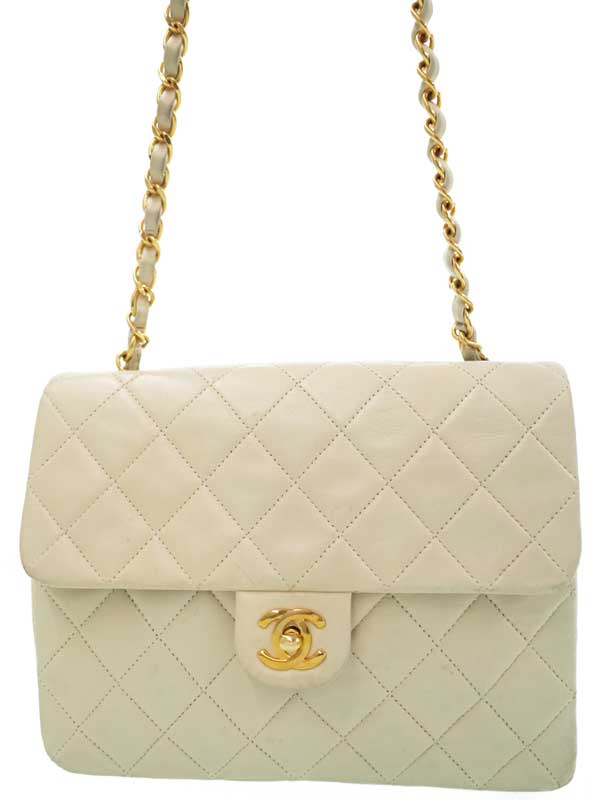 Chanel Matelasse Chain Shoulder Bag Beige