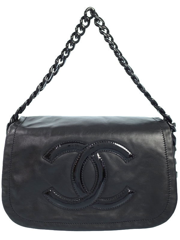 Chanel Coco Mark Plastic Chain Shoulder Bag Black