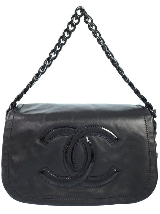 Chanel Coco Mark Plastic Chain Shoulder Bag Black