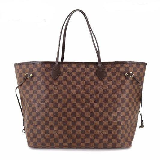 Louis Vuitton Damier Neverfull GM Tote Bag Ebene Series Gold Metal Fittings