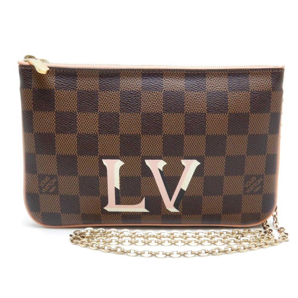 Louis Vuitton Damier Pochette Double Zip Ebene Shoulder Bag Crossbody