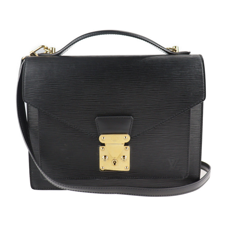 Louis Vuitton Monceau Handbag Epi Leather Noir 2way Business Bag