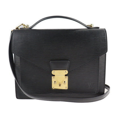 Louis Vuitton Monceau Handbag Epi Leather Noir 2way Business Bag