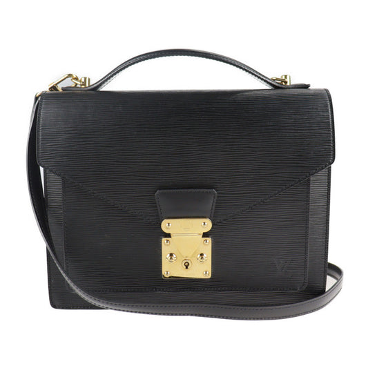 Louis Vuitton Monceau Handbag Epi Leather Noir 2way Business Bag