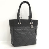 Chanel Tote Bag Paris Biarritz PM Leather Black