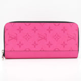 Louis Vuitton Zippy Wallet Vertical Coated Canvas Round Zipper Fuchsia Pink