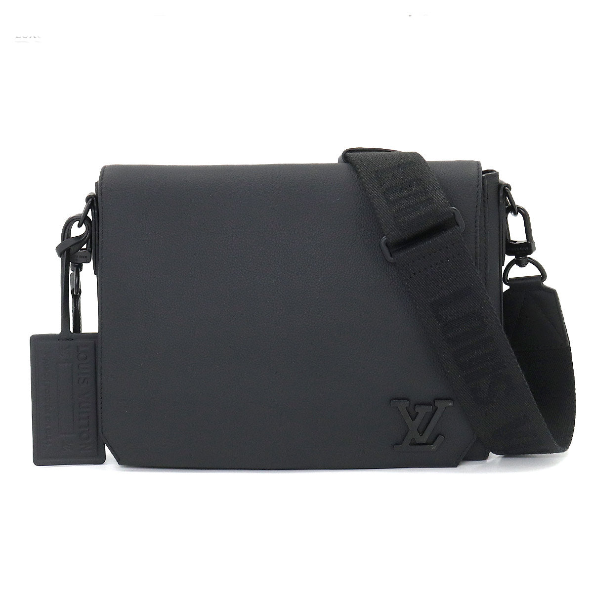Louis Vuitton Aerogram Takeoff Messenger Shoulder Bag Leather Black