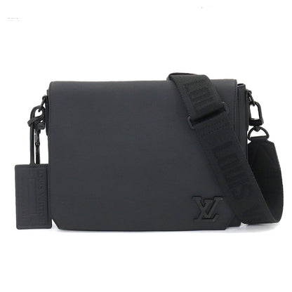 Louis Vuitton Aerogram Takeoff Messenger Shoulder Bag Leather Black