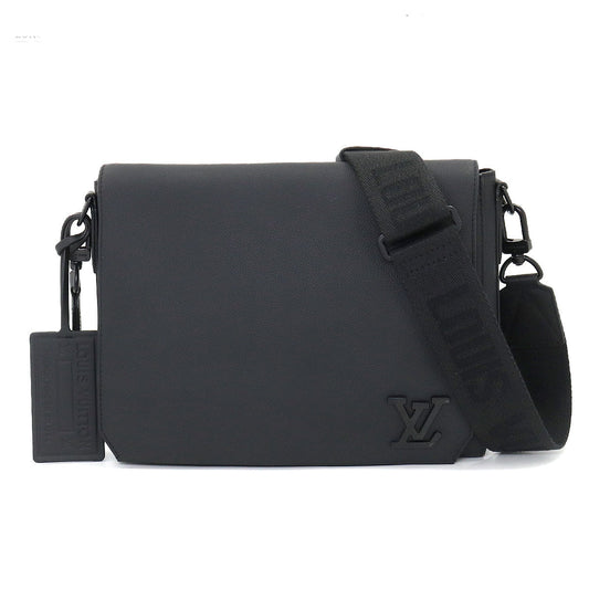 Louis Vuitton Aerogram Takeoff Messenger Shoulder Bag Leather Black