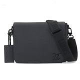 Louis Vuitton Aerogram Takeoff Messenger Shoulder Bag Leather Black