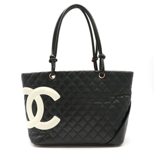Chanel Cambon Line CocoMark Large Tote Shoulde Bag Soft Calf Black