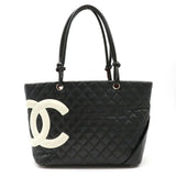 Chanel Cambon Line CocoMark Large Tote Shoulde Bag Soft Calf Black