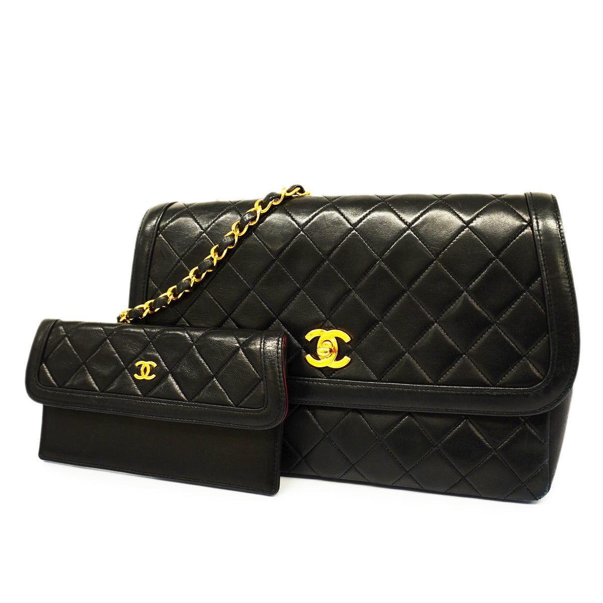 Chanel Shoulder Bag Matelasse Single Chain Lambskin Black