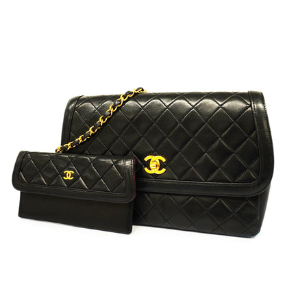 Chanel Shoulder Bag Matelasse Single Chain Lambskin Black