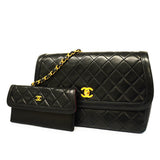 Chanel Shoulder Bag Matelasse Single Chain Lambskin Black