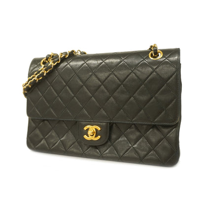 Chanel Matelasse W Flap W Chain Lambskin Black