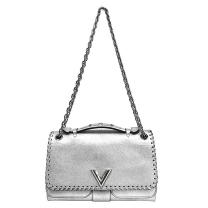Louis Vuitton Silver Metallic Leather Braided Around Very Chain Bag