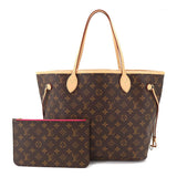 Louis Vuitton Monogram Neverfull MM Tote Bag Brown Pivoine