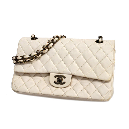 Chanel Shoulder Bag Matelasse Chain Lambskin White