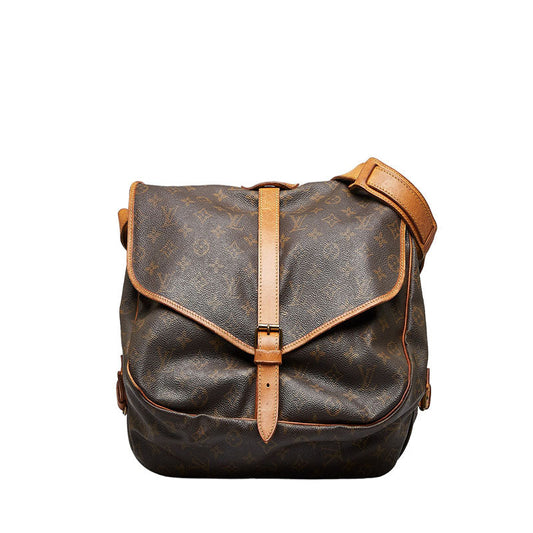 Louis Vuitton Monogram Saumur 35 Crossbody Shoulder Bag Brown