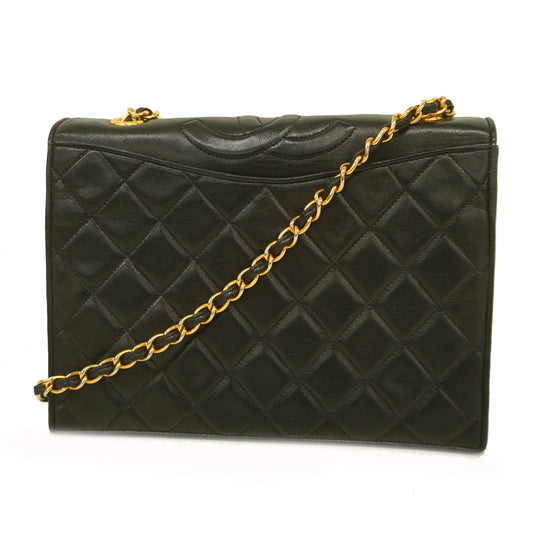 Chanel Shoulder Bag Matelasse Chain Lambskin Black