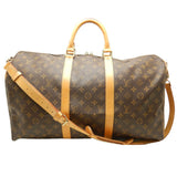 Louis Vuitton Monogram Keepall Bandouliere 50 Boston Bag Brown