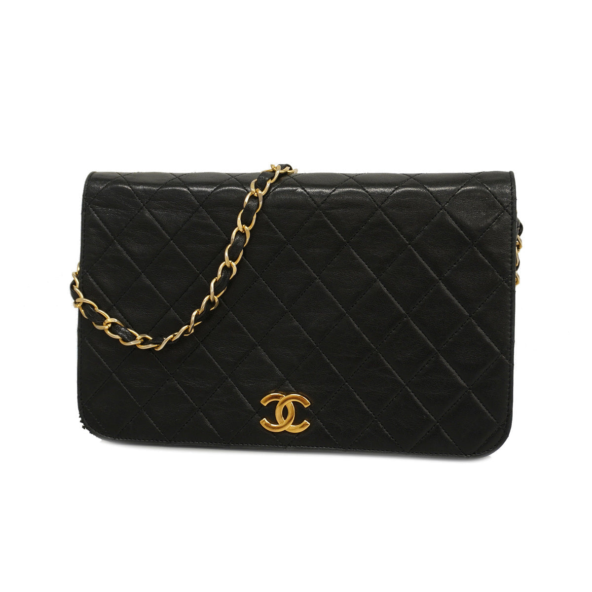 Chanel Shoulder Bag Matelasse Chain Lambskin Black