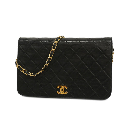 Chanel Shoulder Bag Matelasse Chain Lambskin Black