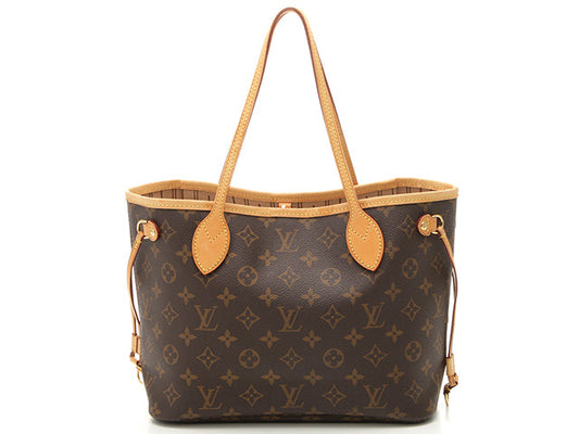 Louis Vuitton Neverfull PM Handbag Tote Bag Monogram Brown