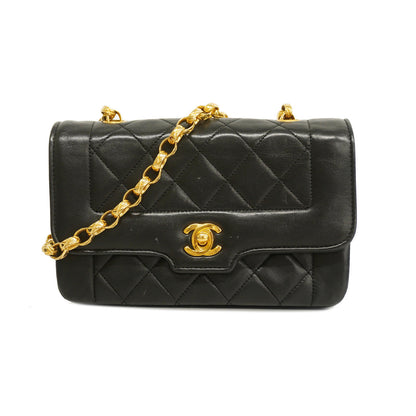 Chanel Shoulder Bag Mini Matelasse Chain Lambskin Black