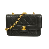 Chanel Shoulder Bag Mini Matelasse Chain Lambskin Black
