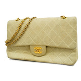 Chanel Shoulder Bag Matelasse Chain Cotton Beige