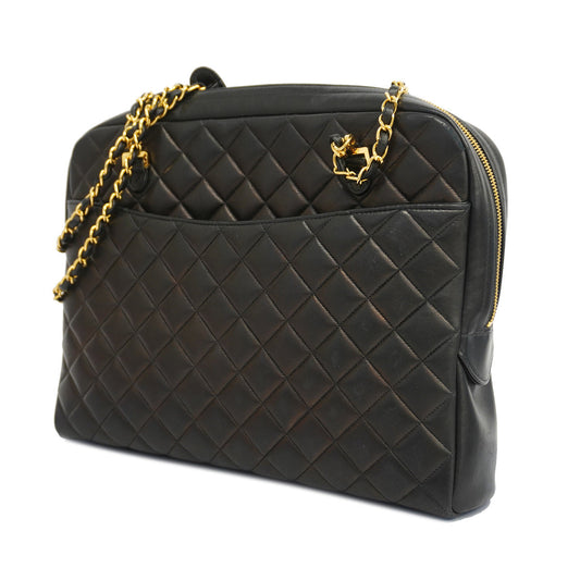 Chanel Shoulder Bag Matelasse Chain Lambskin Black